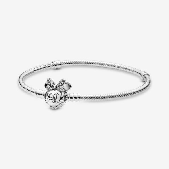 Disney Pandora România Momente Pave Minnie Mouse închizătoare Brățară Cu Lanț De șarpe