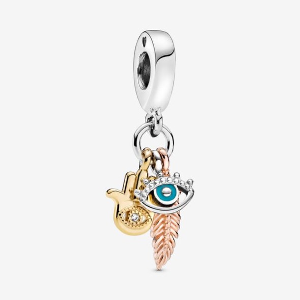 Hamsa Ochi Atotvăzător Feather Spirituality Dangle Charm Pandora România