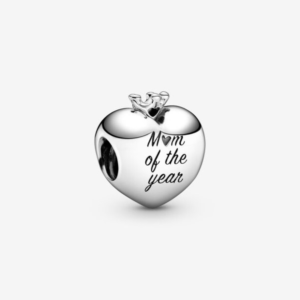 Mom Of The Year Heart Charm-final Sale Pandora România Sterling Silver