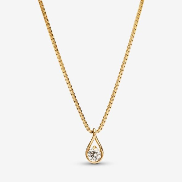Colier Pandora România Strălucire Din Aur Creat în Laborator De 0,25 Ct Tw Diamante