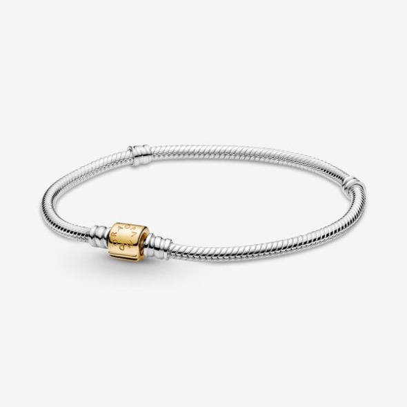 Pandora România Moments Bicolor Baril Clasp Snake Chain Bracelet Two-tone