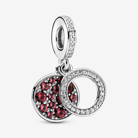 Charm Cu Disc Roșu Strălucitor Dublu Dangle Pandora România Argint Sterling