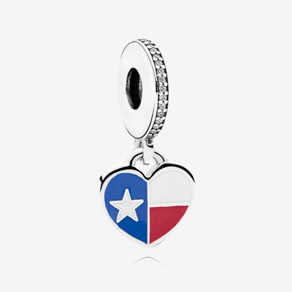 Texas Flag Heart Dangle Charm Mixed Email Pandora România
