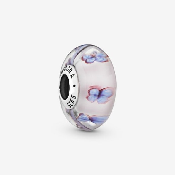 Butterfly Pink Murano Glass Charm Pandora România