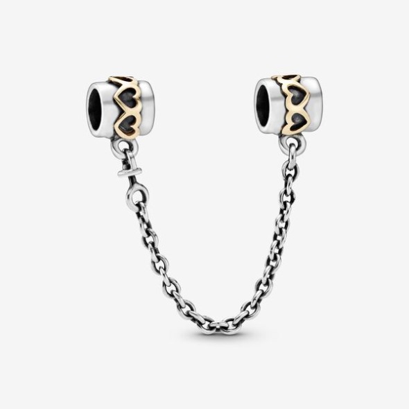 Hearts Safety Chain Charm-final Sale Pandora România Two-tone
