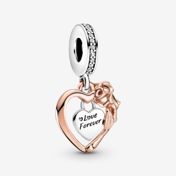 Inimă Trandafir Floare Dangle Charm Pandora România