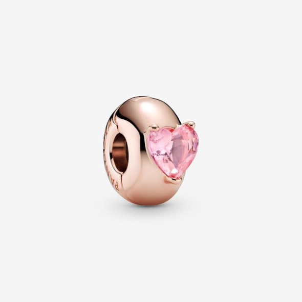 Pink Heart Solitaire Clip Charm Pandora România