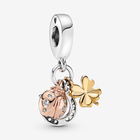 Trifoi Potcoavă Buburuză Dangle Charm Pandora România Tri-tone