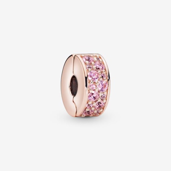Breloc Clip Pave Roz Pandora România Placat Cu Aur Roz