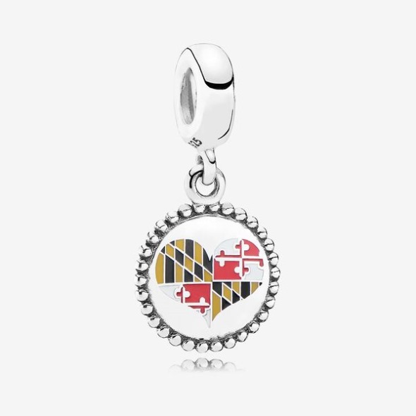 Maryland Flag Heart Dangle Charm Pandora România