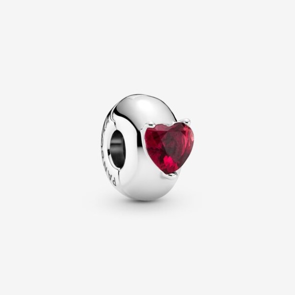 Red Heart Solitaire Clip Charm Pandora România