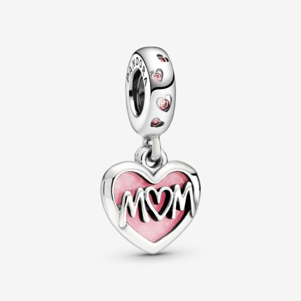 Mom Script Heart Dangle Charm Pandora România