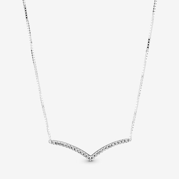Sparkling Wishbone Necklace Pandora România