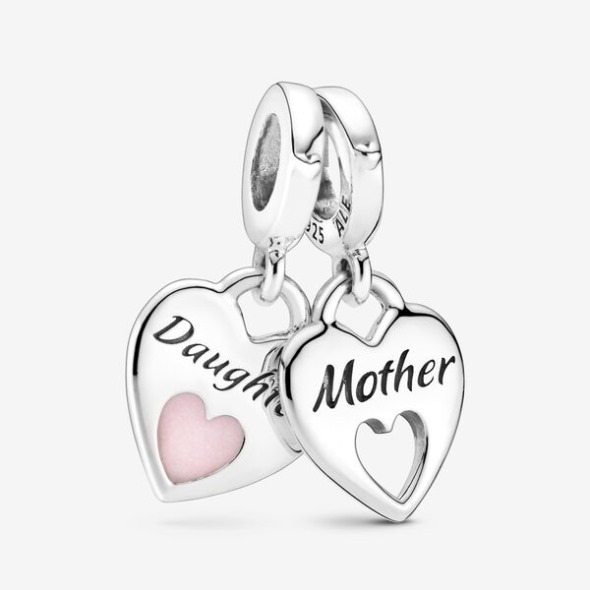 Double Heart Split Dangle Charm Pandora România