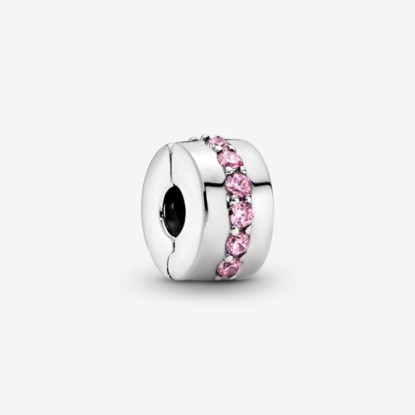 Pink Sparkling Row Clip Charm Pandora România
