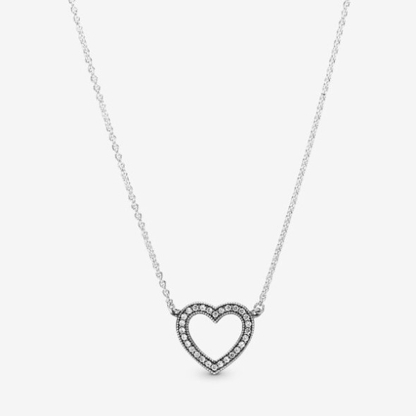 Sparkling Open Heart Necklace Pandora România
