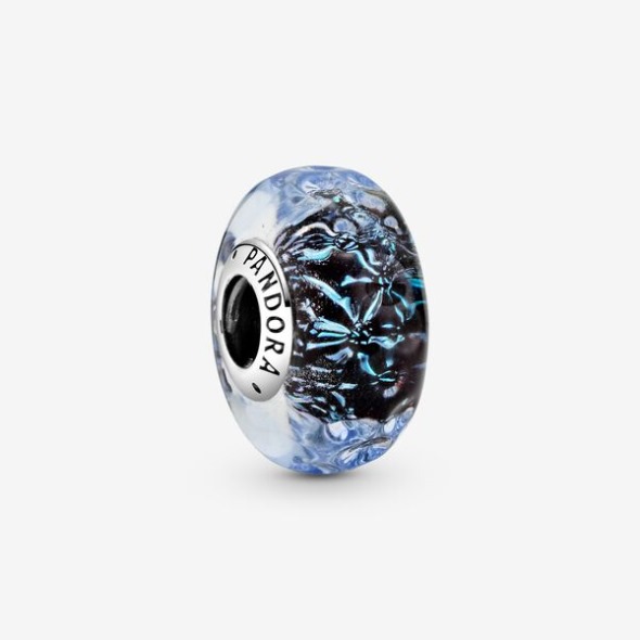 Ondulat Albastru închis Sticlă De Murano Ocean Charm Pandora România