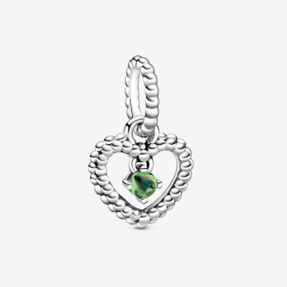 August Primăvară Verde Cu Mărgele Inimă Dangle Charm Pandora România