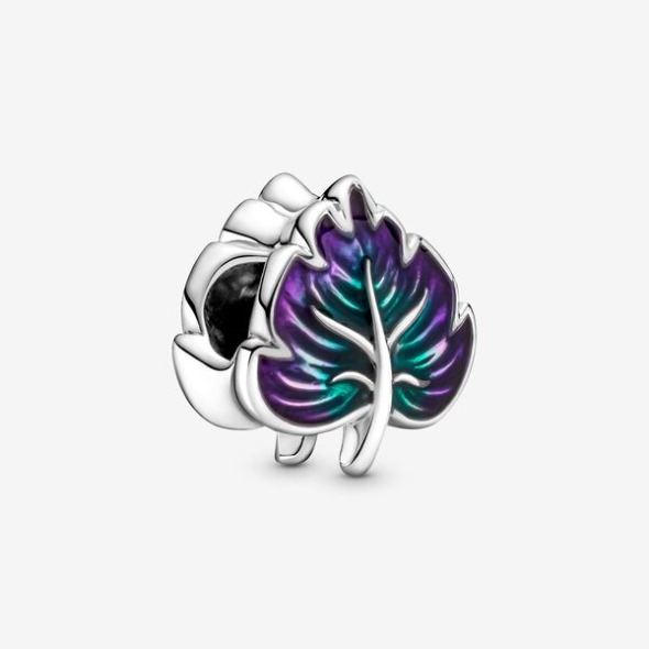Purple Green Leaf Charm Pandora România