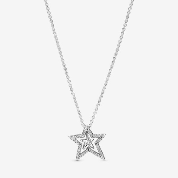 Pave Asymmetric Star Collier Necklace Pandora România
