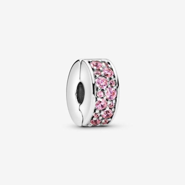 Breloc Clip Pave Roz Pandora România Argint Sterling