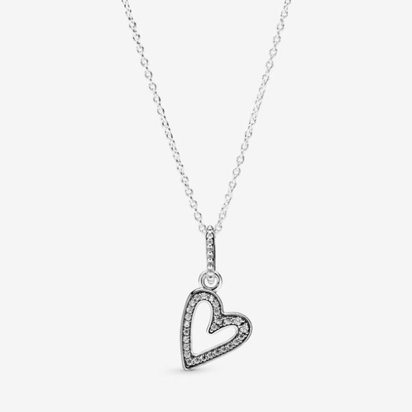 Sparkling Freehand Heart Pendant Necklace Pandora România