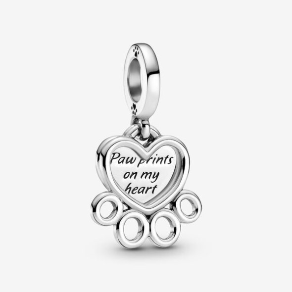 Inimioare Paw Print Dangle Charm Pandora România