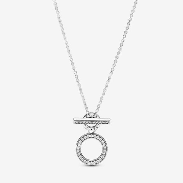 Double Hoop T-bar Necklace Pandora România