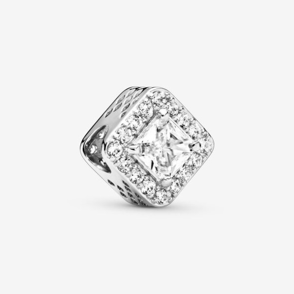 Charm Cu Aureola Patrata Patrata Pandora Romania Argint Sterling
