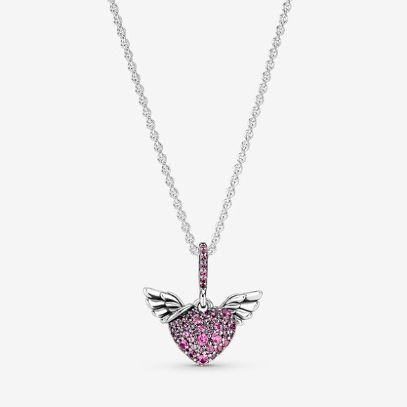 Pave Heart Angel Wings Colier Pandora România