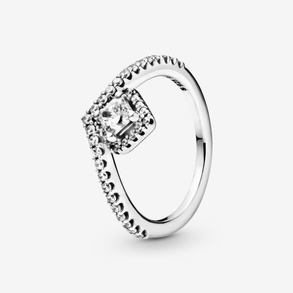 Square Sparkle Wishbone Ring-final Sale Pandora România
