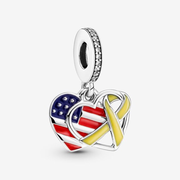 Inima Steag Panglică Amintire Dublu Dangle Charm Pandora România
