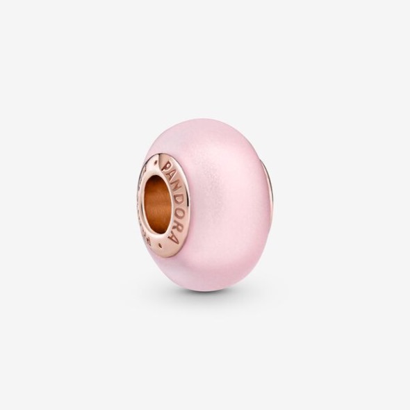 Charm Din Sticla De Murano Roz Mat Pandora Romania