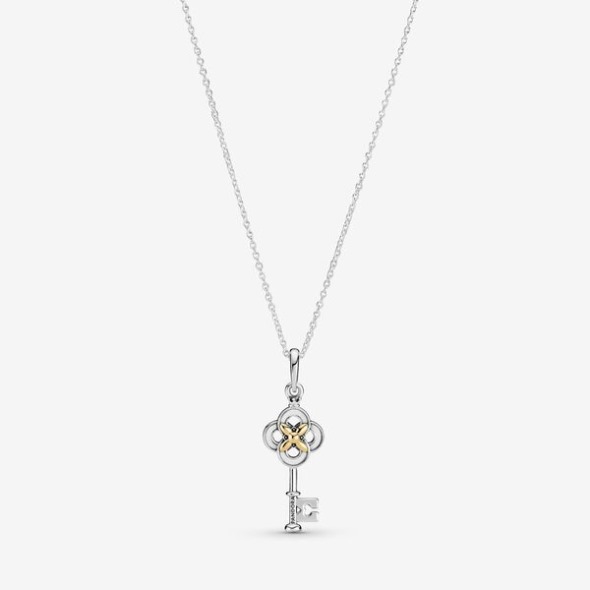 Colier Cu Flori Cheie Bicolor-sale Finala Pandora Romania