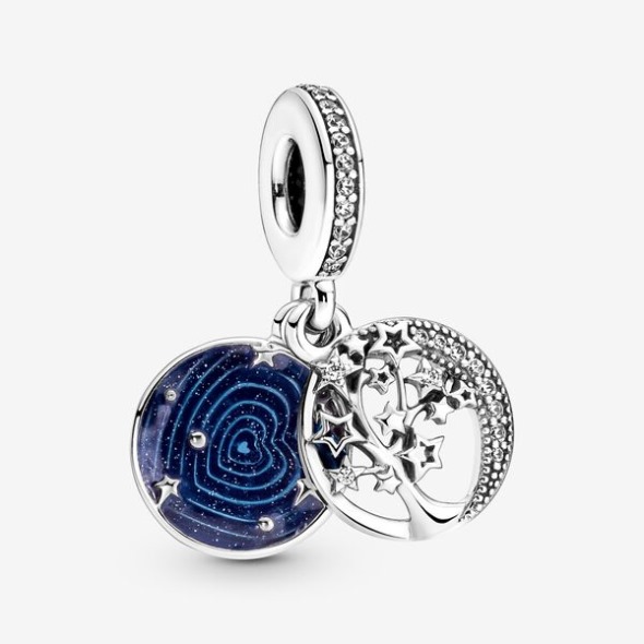 Double Dangle Tree Galaxy Moon Charm Pandora România