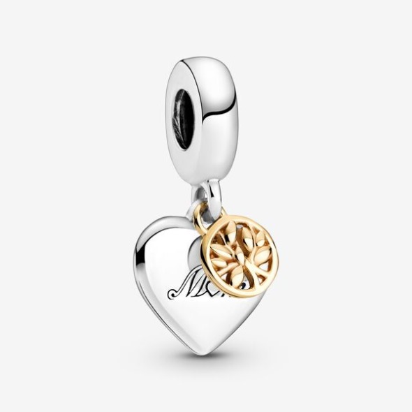 Bicolor Arbore Genealogic Heart Dangle Charm-final Sale Pandora România