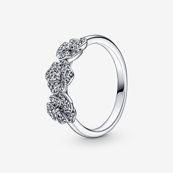 Triple Pansy Flower Ring Pandora România