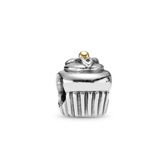 Breloc Pandora România Cupcake Din Argint Retras Cu Aur De 14k Mărgele Alimentară Cupcake