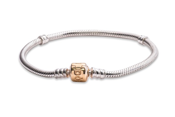 Bratara Charm Din Argint Pandora Romania Cu Inchizatoare Din Aur De 14k