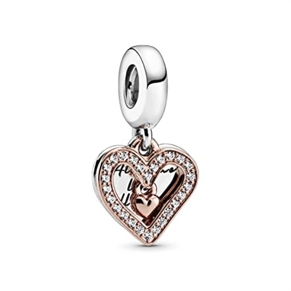 Pandora România Aur Roz Strălucitor Inimă Cu Mână Liberă Dangle Charm