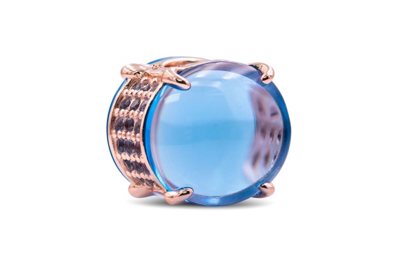 Charm Cabochon Oval Pandora România Aur Roz și Albastru