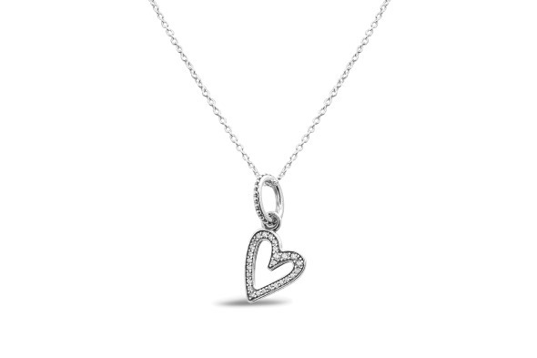 Pandora România Sparkling Freehand Heart Pendant Necklace